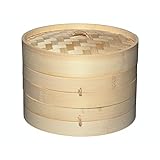KitchenCraft: World of Flavours – Vaporera de Bambú de 2 Pisos, Color Beige, 20 cm