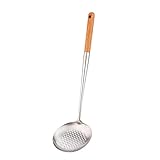 Skimmer Cucharón, espátula de 43,16 cm para wok, espátula wok de acero inoxidable 304.
