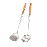 Juego de espátula y cucharón de Wok, espátula de 43 cm para wok, espátula wok de acero...