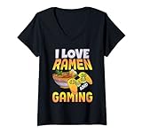 Mujer Me encanta el ramen y los juegos | jugadores | Japón | Ramen Camiseta Cuello V