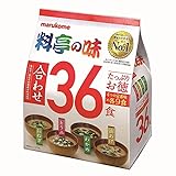 Marukome Sopa de Miso Ryotei no Aji 4 sabores, paquete de 36 sopas japonesas de miso...