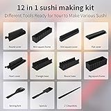 Mlryh Kit para Hacer Sushi 12 Piezas de Moldes Sushi Maker Kit de Sushi Molde de Rollo de...